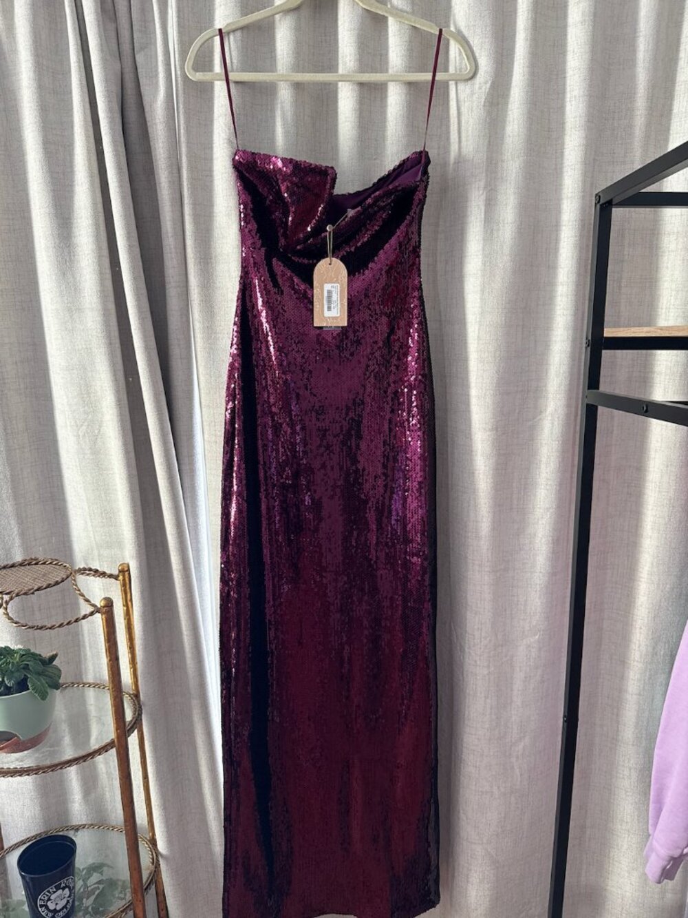 Meshki Winston Strapless Sequin Maxi Dress Plum Size S NWT - Picture 3 of 6